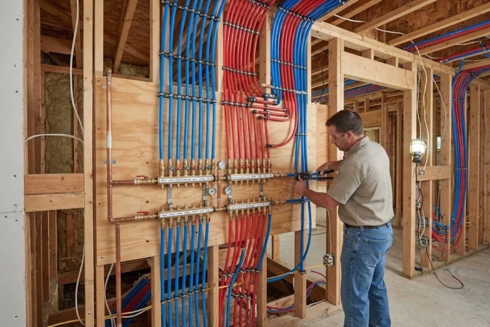 New PEX pipes installed during a whole-home repipe